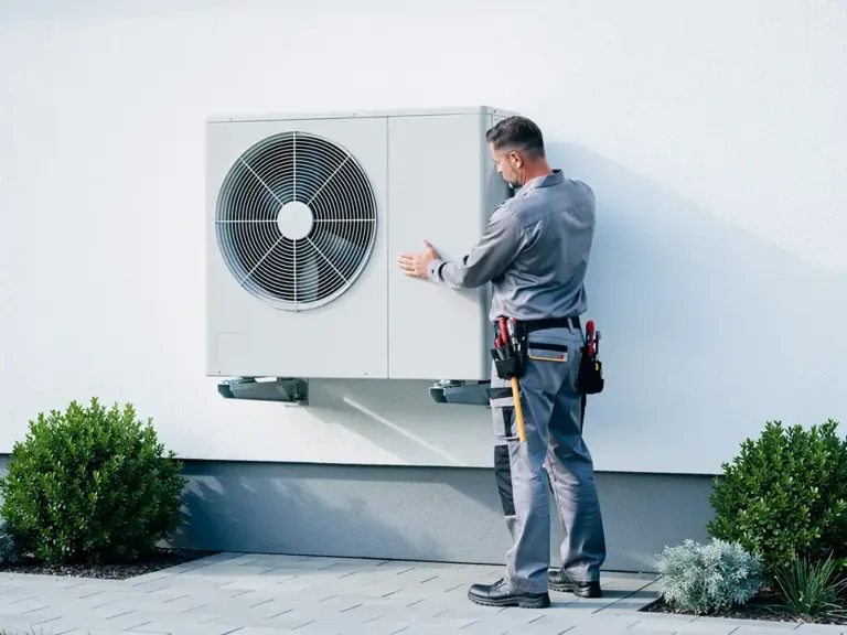 Buderus Logatherm WLW186i Luft-Wasser-Wärmepumpe Außen- und Inneneinheit bei Installation