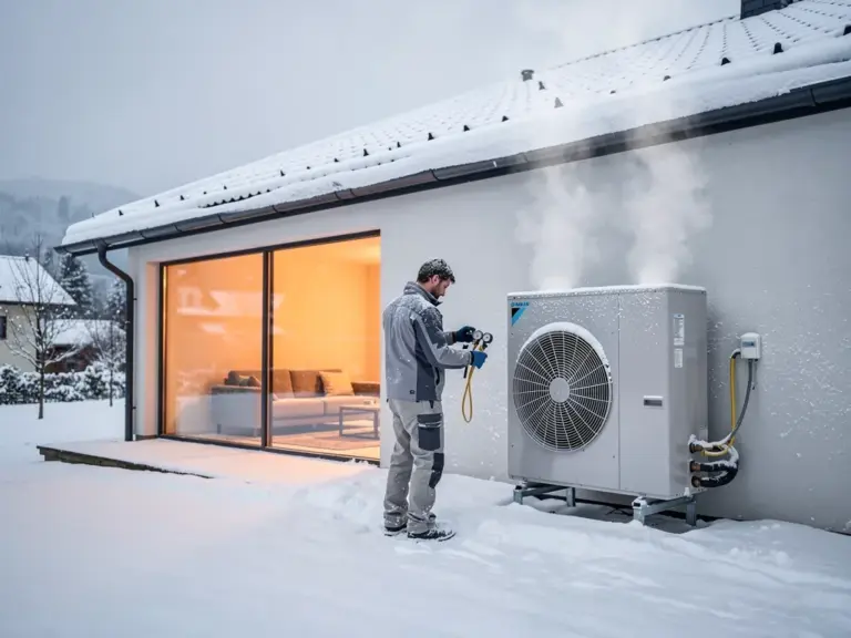 Daikin Altherma 3 R MT Test: Leistung der Wärmepumpe im Winter im Langzeittest Daikin Altherma 3 R MT Wärmepumpe bei Frost im Langzeittest für Einfamilienhaus