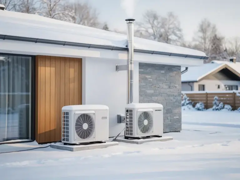 Moderne Hybridheizung mit Gas und Wärmepumpe für staatliche Förderung