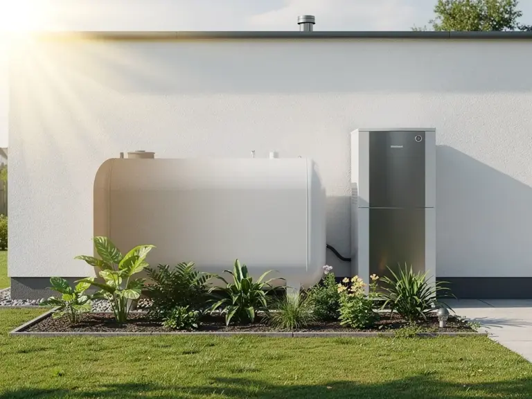 Moderne Wärmepumpe ersetzt Ölheizung mit staatlicher Förderung und Zuschüssen
