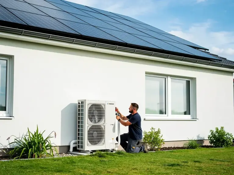 Illustration zum Thema Förderung PV Wärmepumpe