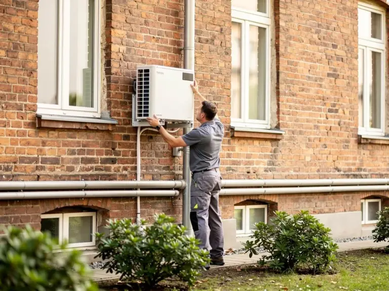 Moderne Wärmepumpe senkt nachhaltig Heizkosten in sanierungsbedürftigem Altbau
