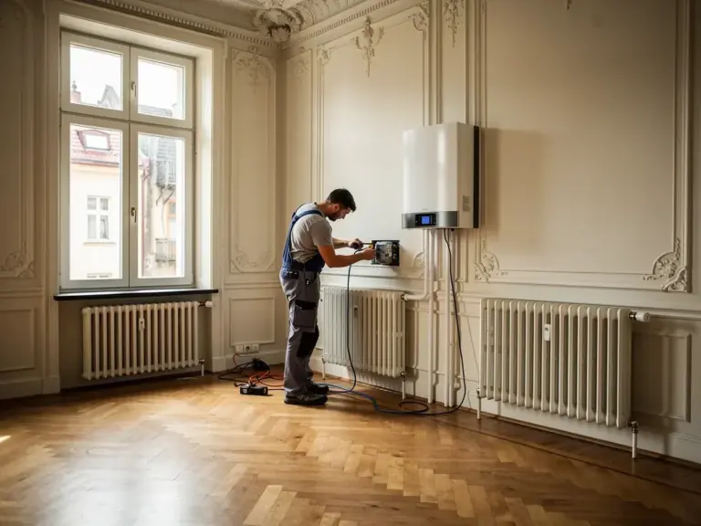 Smarthome-Wärmepumpe effizient im Altbau integrieren und steuern Smarthome Wärmumpe steuert effiziente Heizung im sanierungsbedürftigen Altbau