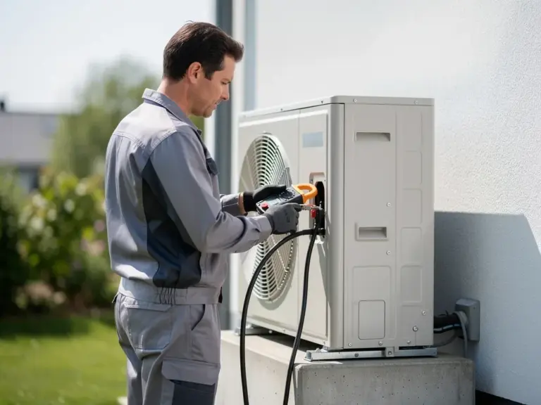Wärmepumpe mit Smart Meter und Messgerät zur Stromverbrauch Überwachung im Haushalt