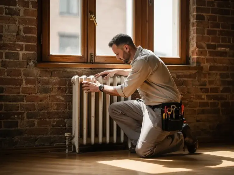 Moderne Wärmepumpe in einem sanierten Altbau zur umweltfreundlichen Heizung