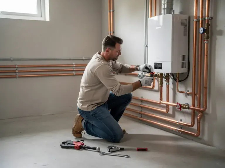 Hausbesitzer montieren Wärmepumpe teilweisefür kosteneffiziente Eigenleistung und Baukostenersparnis