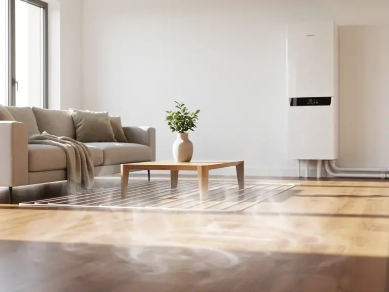 Wärmepumpe Fußbodenheizung sinnvoll nutzen für effizientes Heizen im Haus Wärmepumpe und Fußbodenheizung verbinden effiziente Niedertemperatur-Heizung im modernen Einfamilienhaus