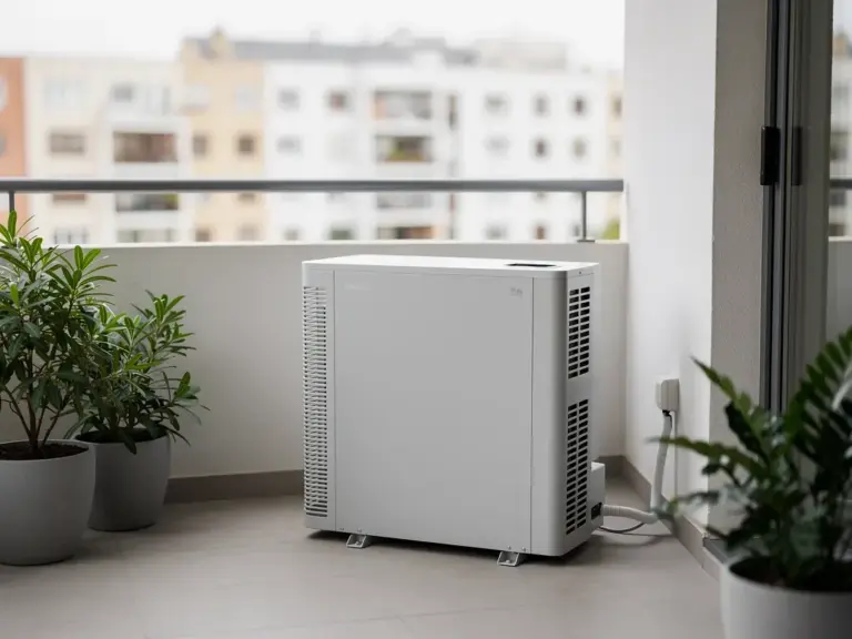 Kompakte Wärmepumpe ideal für effizientes Heizen in kleinen Wohnungen