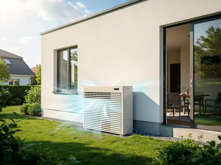 Moderne Wärmepumpe kühlt Innenräume effizient und verbessert Sommerwohnkomfort
