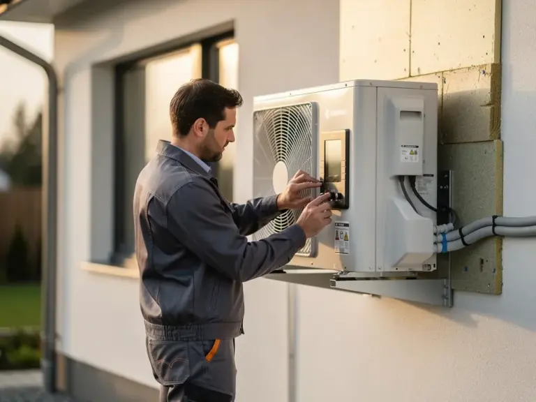 Wärmepumpe: So optimieren Sie den Betrieb für maximale Ersparnis Moderne Wärmepumpe mit digitaler Steuerung zur optimalen Betriebseffizienz im Heizsystem