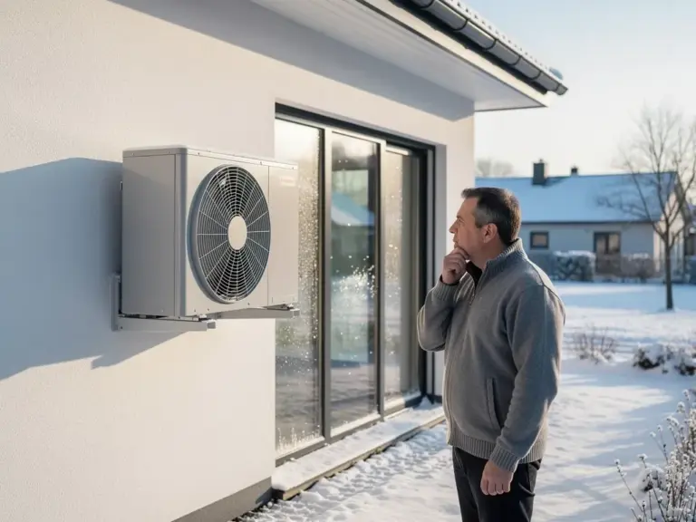 Moderne Wärmepumpe in Wohnhaus zur realistischen Einschätzung von Stromkosten