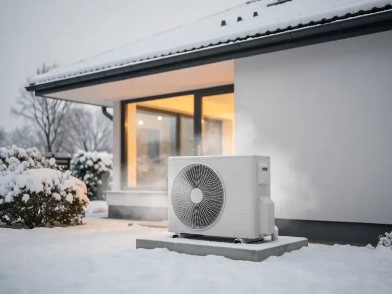 Wärmepumpe im Winter effizient und sicher betreiben Moderne Wärmepumpe bei frostigen Außentemperaturen effizient im Winterbetrieb